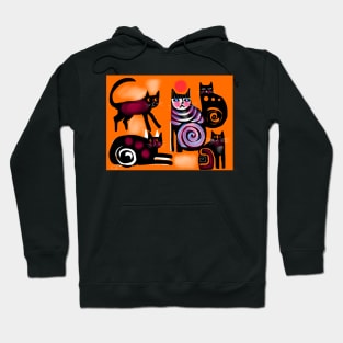 five cats playing Hoodie